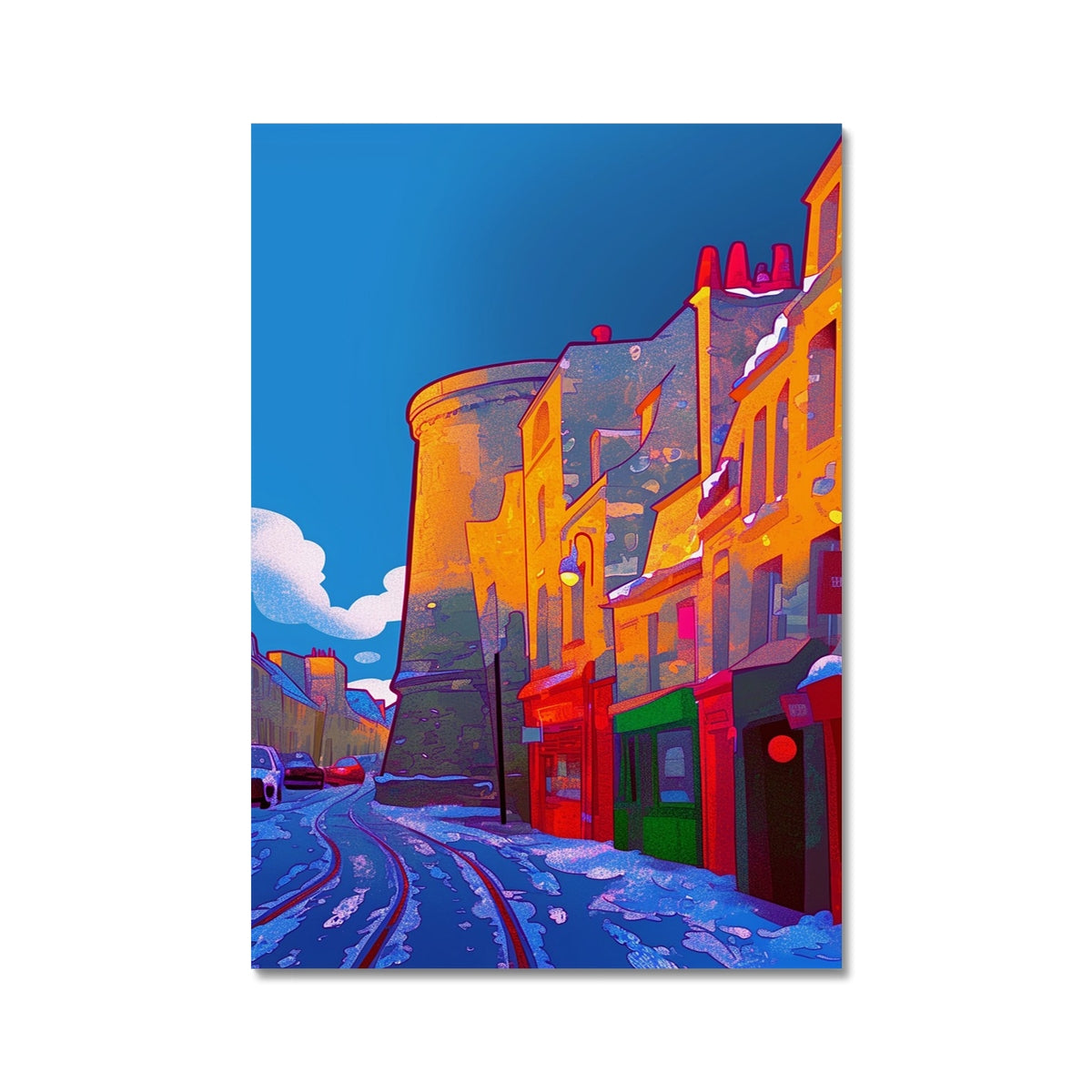 Winter Alley Glow – Dark Art Print – Wall Art Poster by Soulkeeper2099