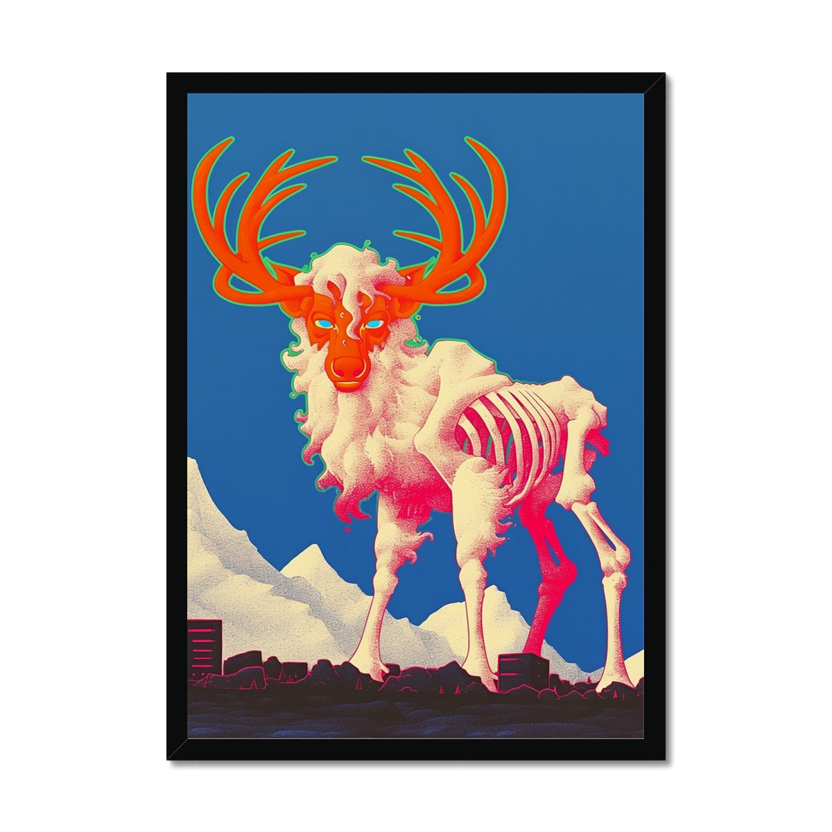 Melted Colossus Reindeer – Dark Art Print – Framed Print by Soulkeeper2099