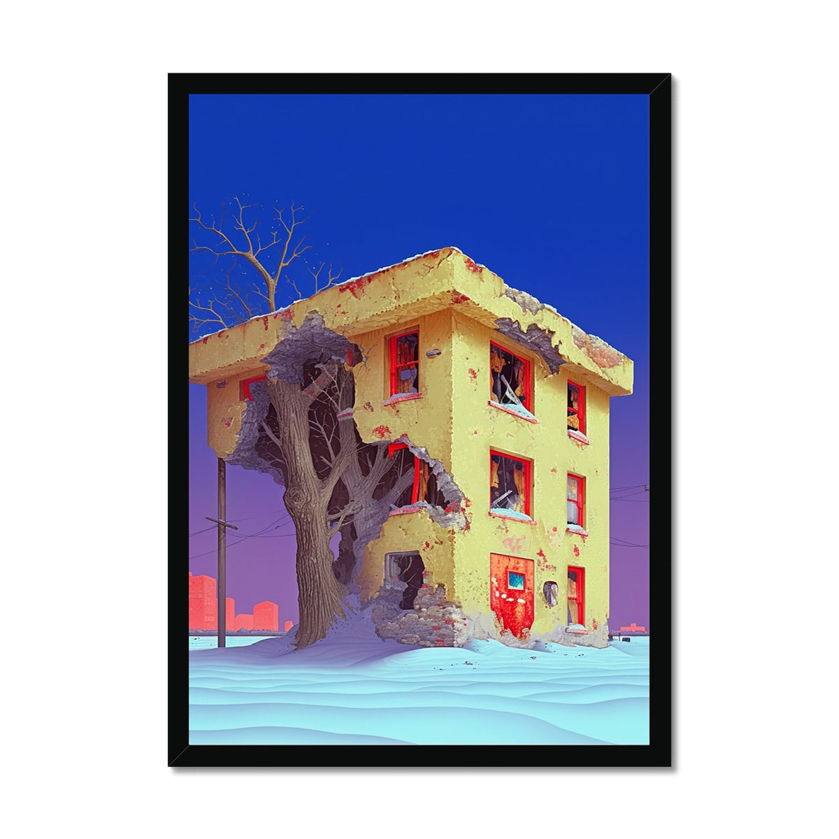 The House That Grew a Tree – Dark Art – Framed Print by Soulkeeper2099