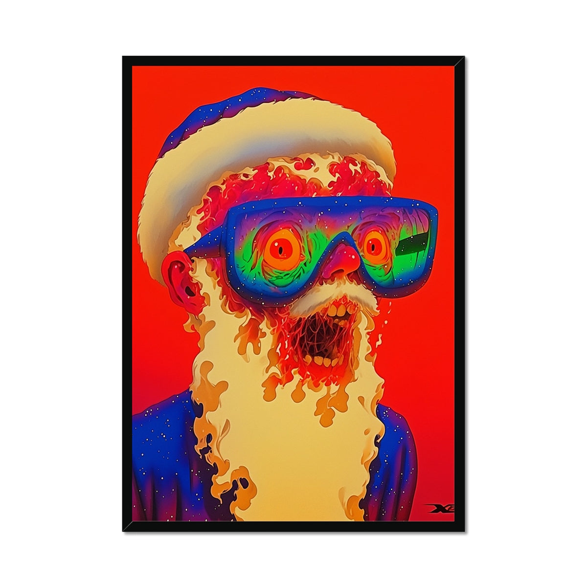 Melted Midnight Santa – Dark Art Print – Framed Print by Soulkeeper2099