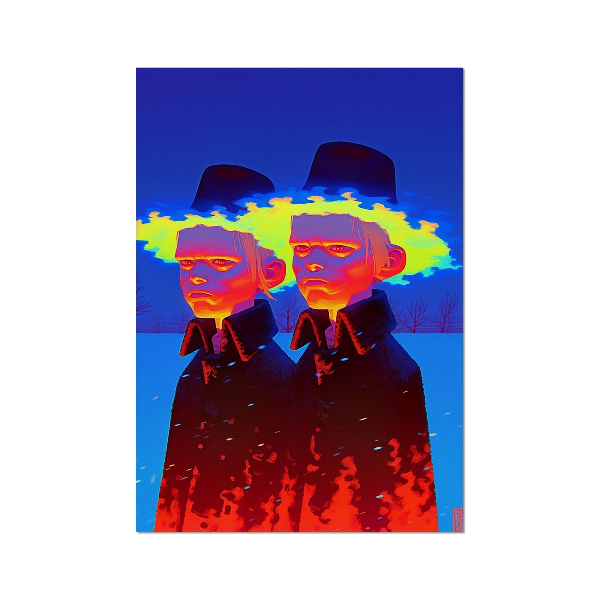Twin Bluefire: Snowfield – Surreal Portrait Print – Hahnemühle Photo Rag Print by Soulkeeper2099