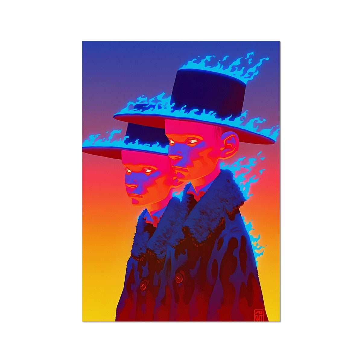 Twin Bluefire: Dusk – Surreal Portrait Print – Hahnemühle Photo Rag Print by Soulkeeper2099
