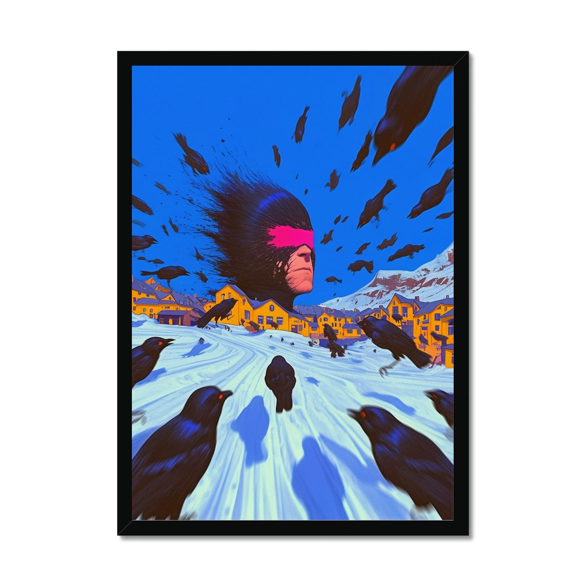 Pink Blindfold, Blackbird Storm – Dark Art – Framed Print by Soulkeeper2099
