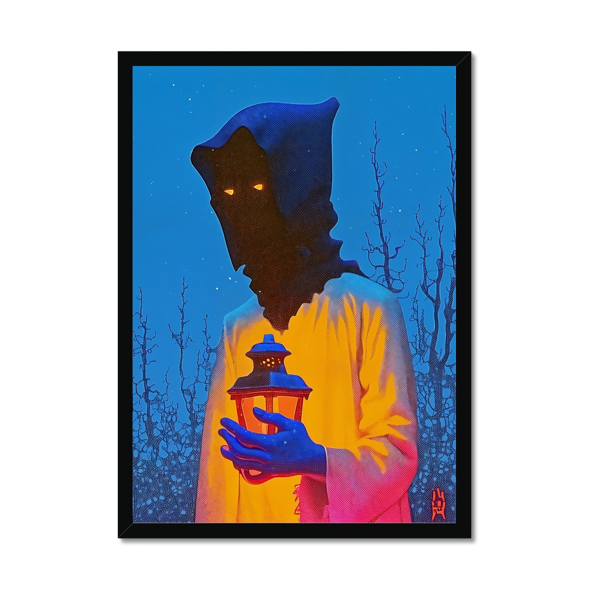 Silent Lantern – Surreal Portrait Print – Framed Print by Soulkeeper2099