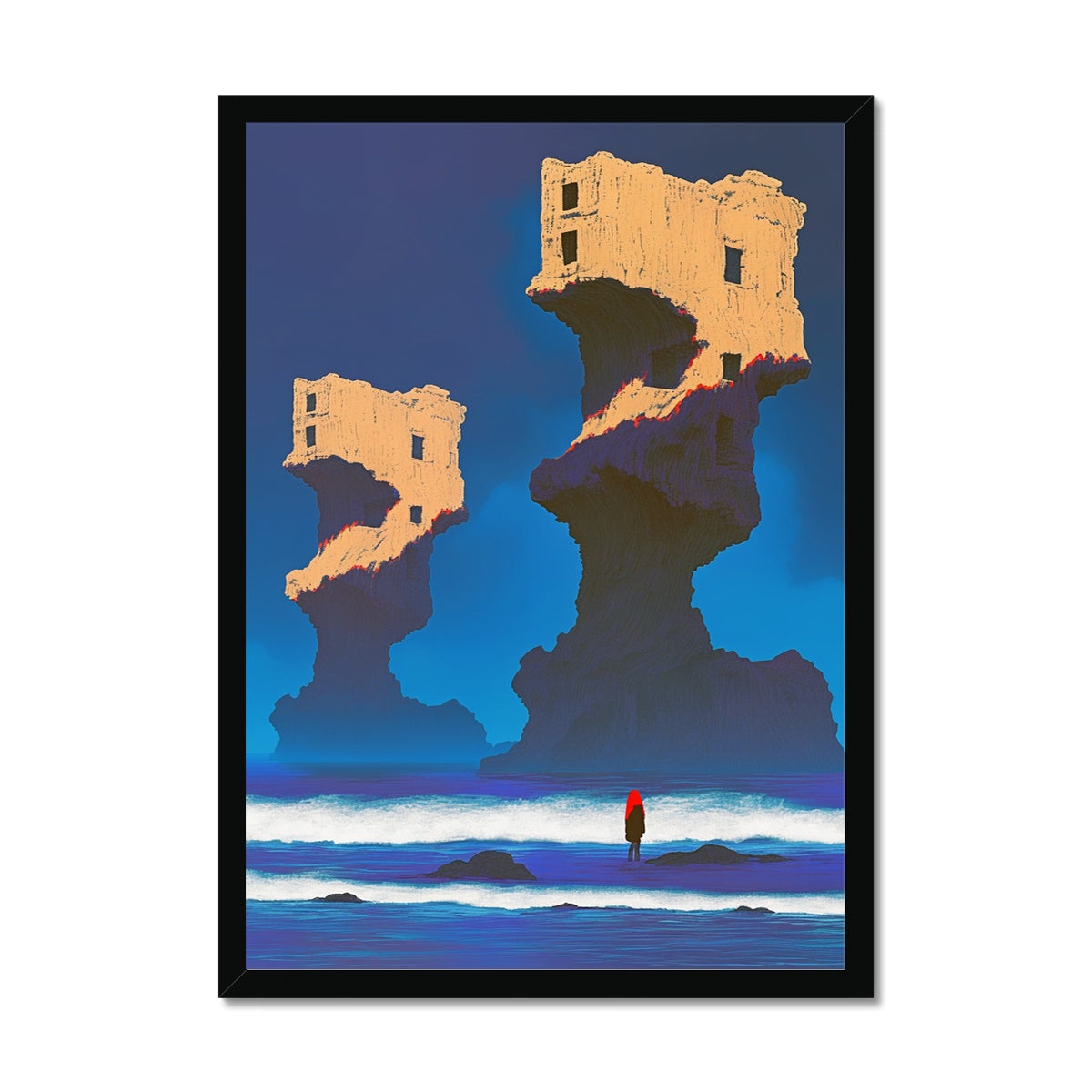 Hollow Architecture at the Tide Line – Dark Art – Framed Print by Soulkeeper2099