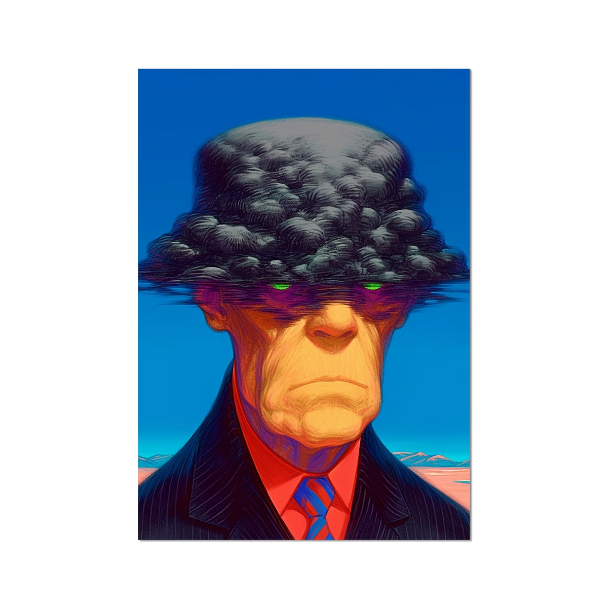 The Man With a Storm for Eyelids – Surreal Portrait Print – Hahnemühle Photo Rag Print by Soulkeeper2099