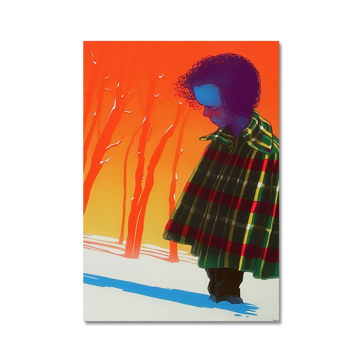 Plaid Solitude – Surreal Portrait Print – Wall Art Poster by Soulkeeper2099
