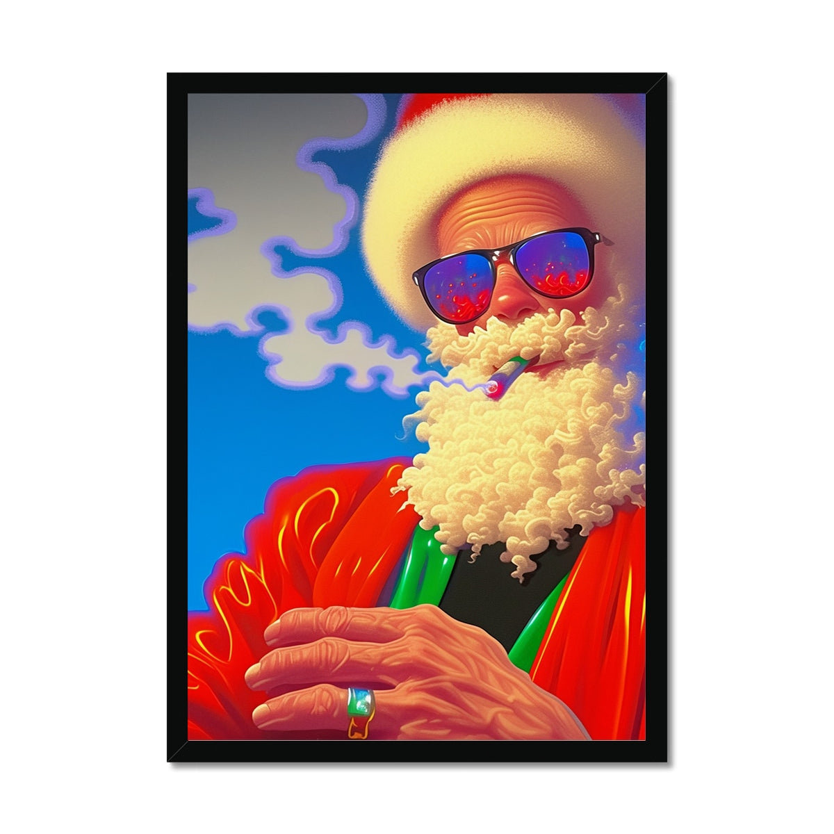 Smoke Signal, Santa – Dark Art Print – Framed Print by Soulkeeper2099
