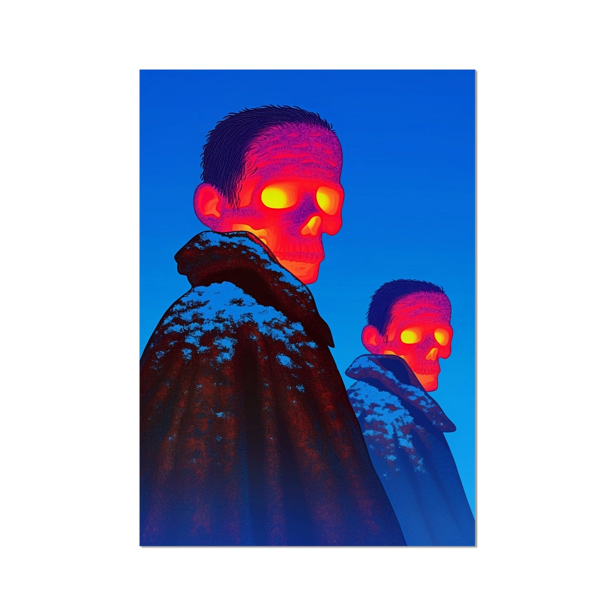 Frostveil Twins – Neon Cyberpunk Art – Hahnemühle Photo Rag Print by Soulkeeper2099