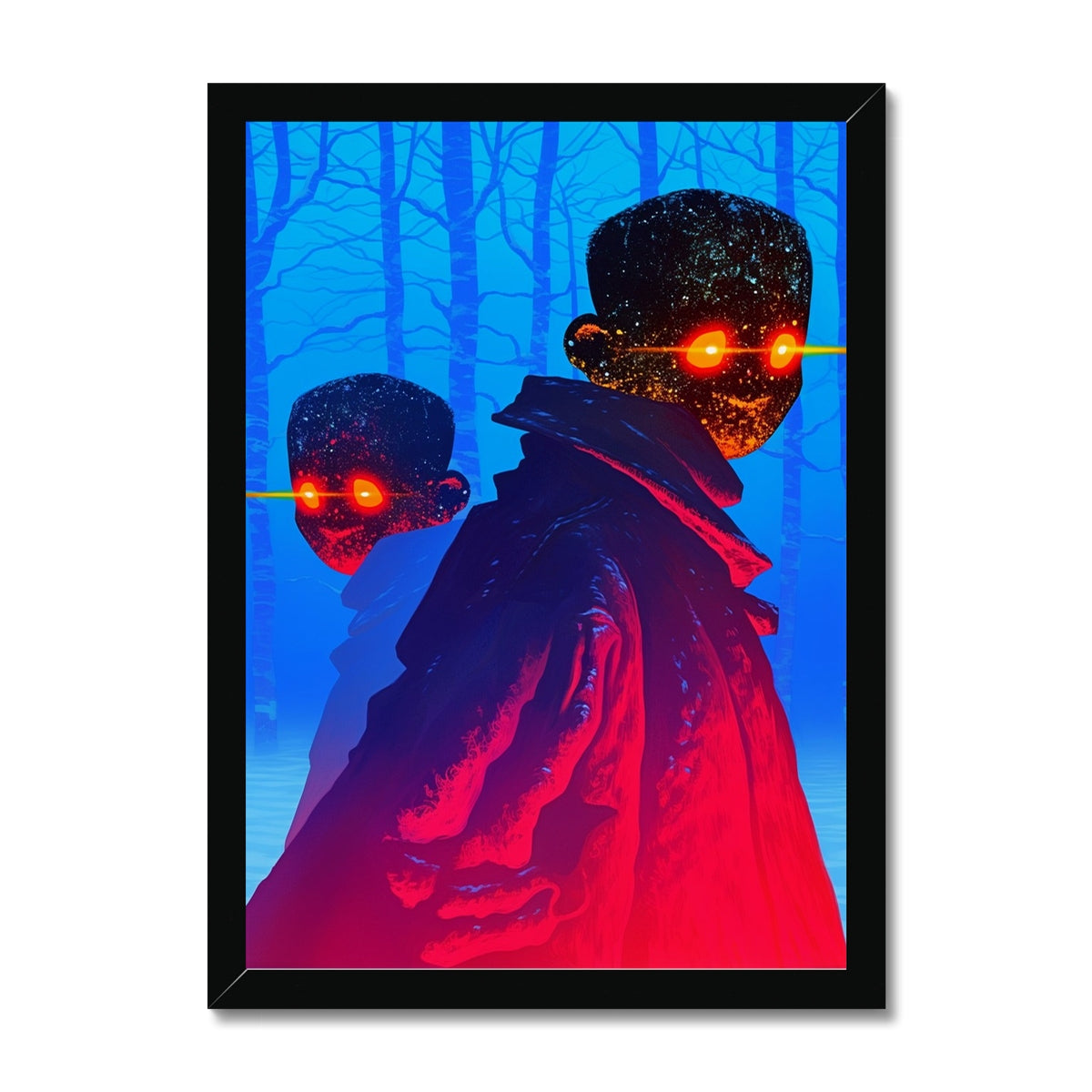 Starlit Wardens – Surreal Portrait Print – Framed Print by Soulkeeper2099