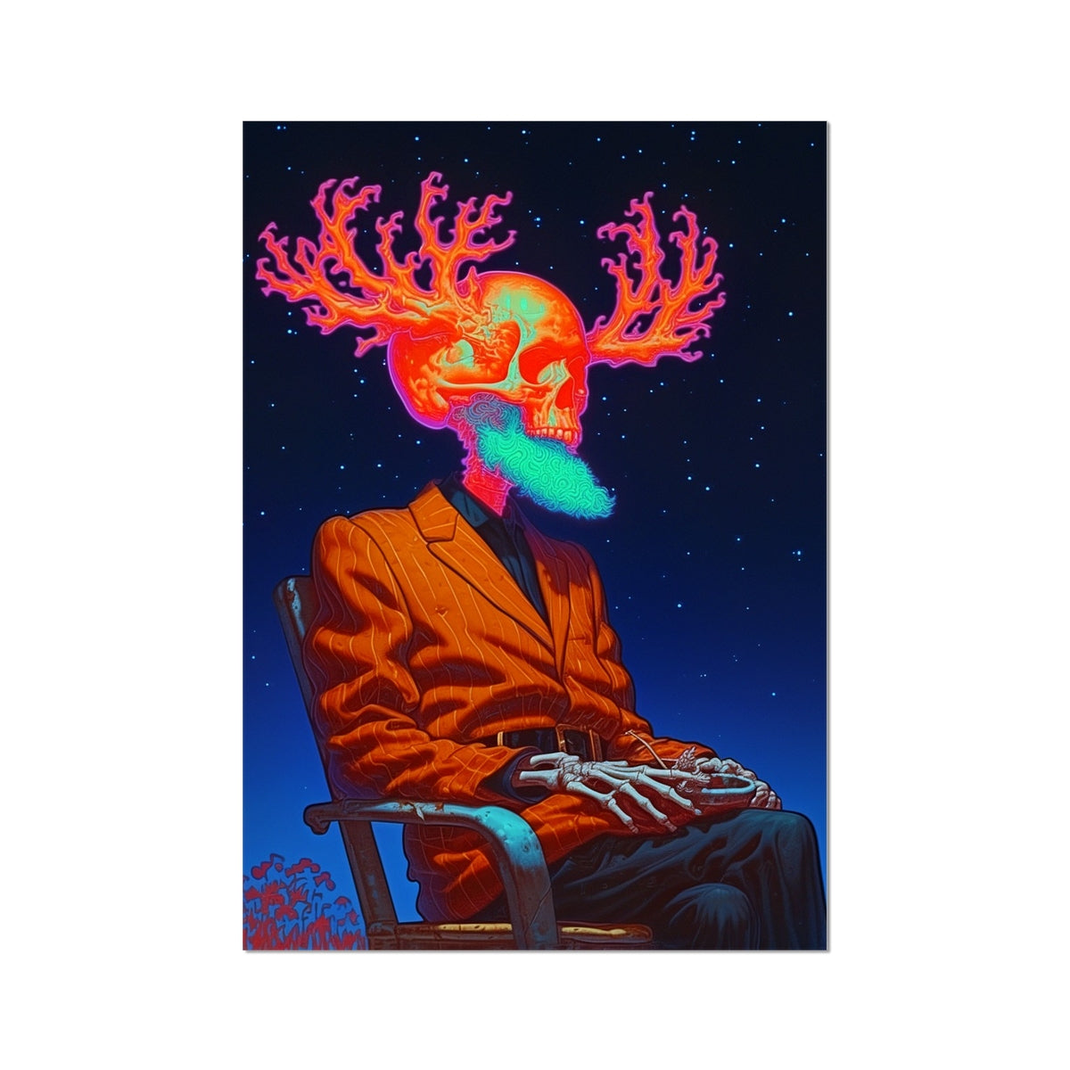 Night Antler Oracle – Dark Art Print – Fine Art Print by Soulkeeper2099