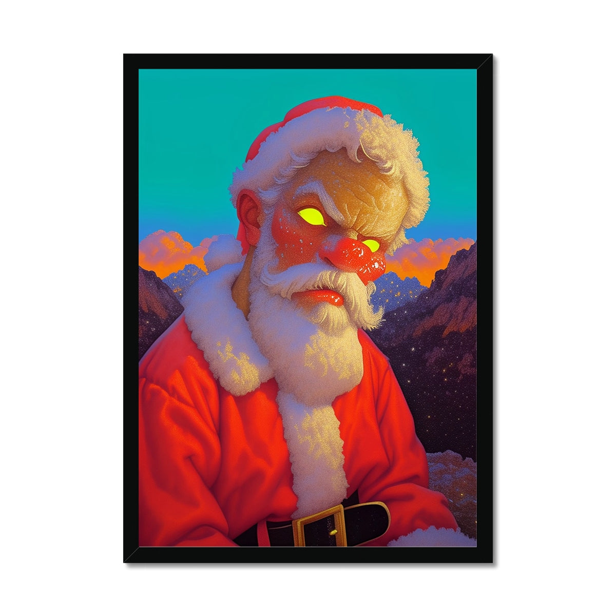 Mountain Vow Santa – Dark Art Print – Framed Print by Soulkeeper2099