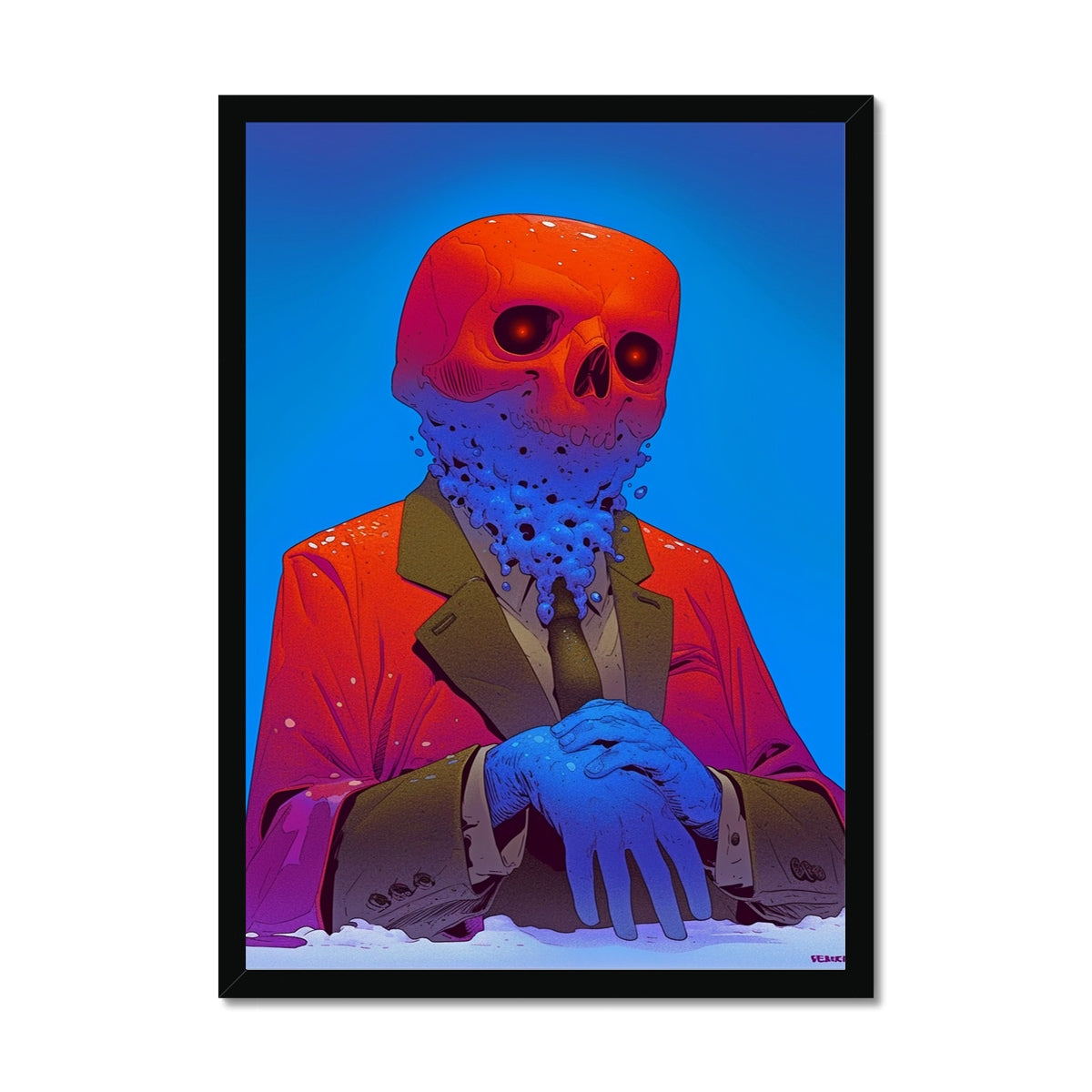 Office Thaw – Neon Cyberpunk Art – Framed Print by Soulkeeper2099