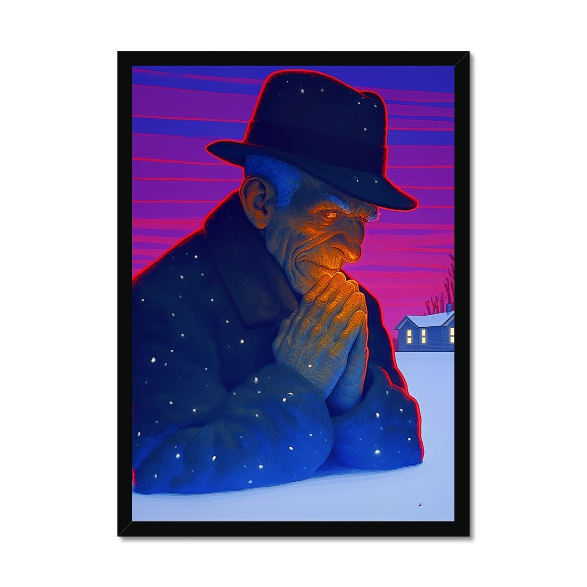 The Winter Plotter – Surreal Portrait Print – Framed Print by Soulkeeper2099