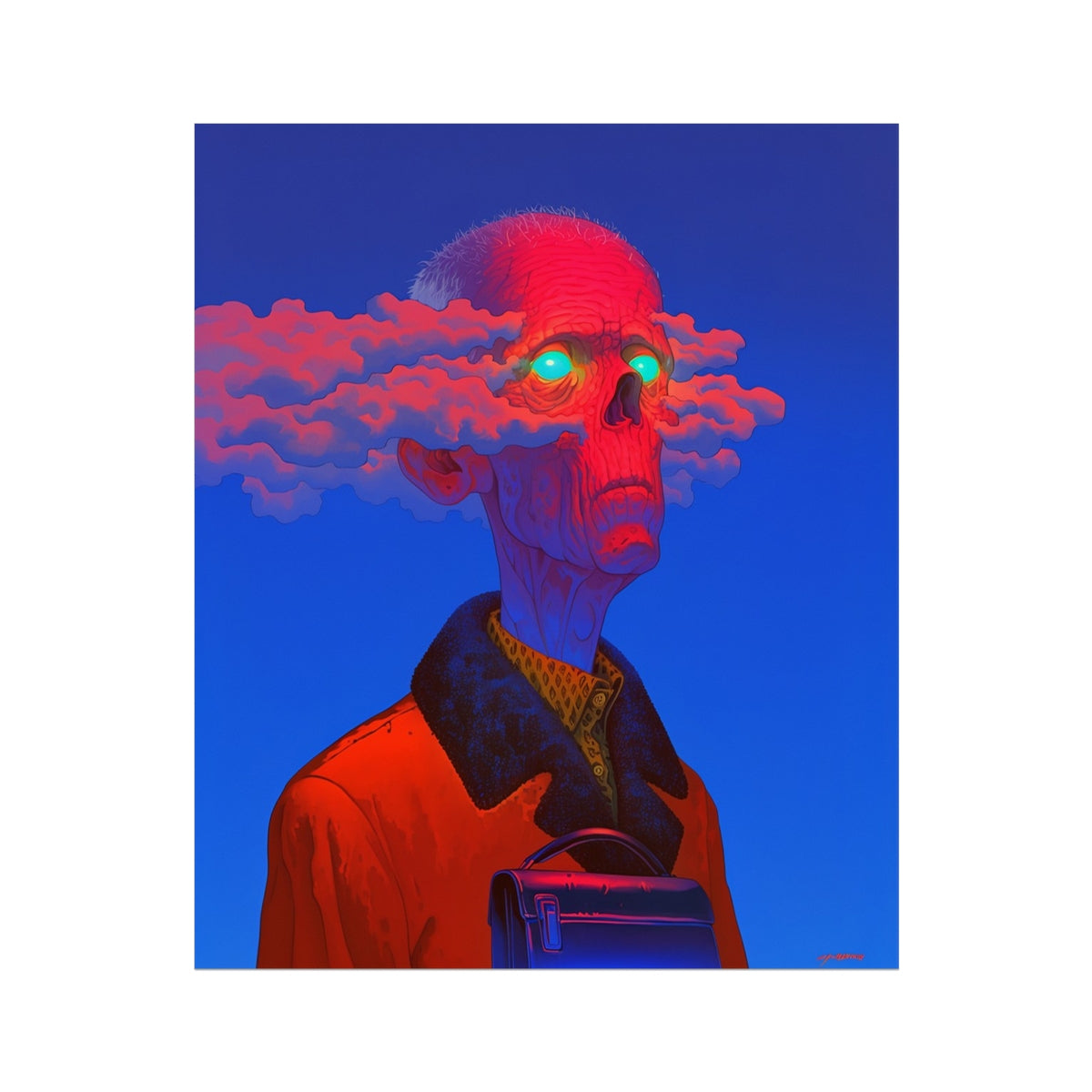 Blue-Eyed Courier of the Syndicate – 1/1 Original Art – Hahnemühle Photo Rag Print by Soulkeeper2099