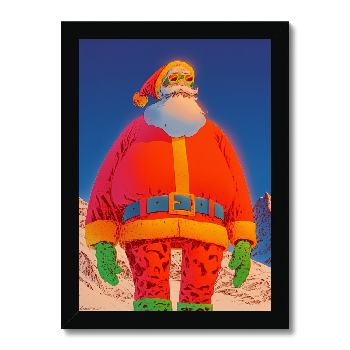 Skyline Patrol Santa – Dark Art Print – Framed Print by Soulkeeper2099
