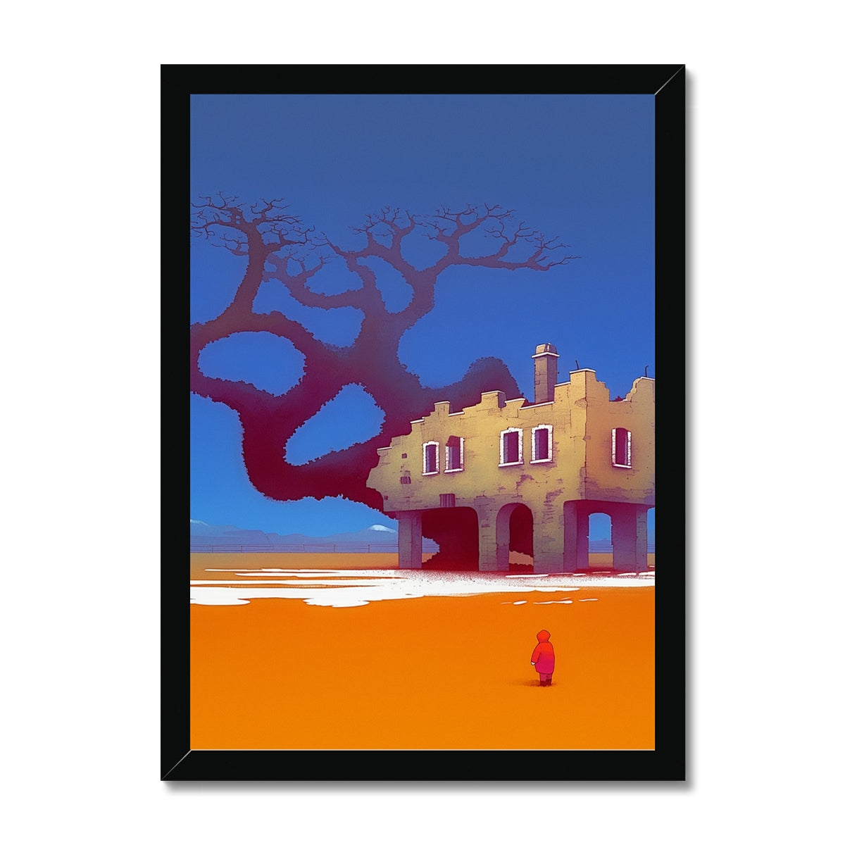 The House With a Shadow-Tree – Dark Art – Framed Print by Soulkeeper2099