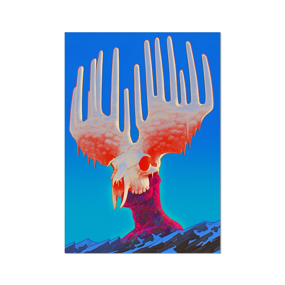 Throne of Antlers and Snow – Dark Art Print – Hahnemühle Photo Rag Print by Soulkeeper2099