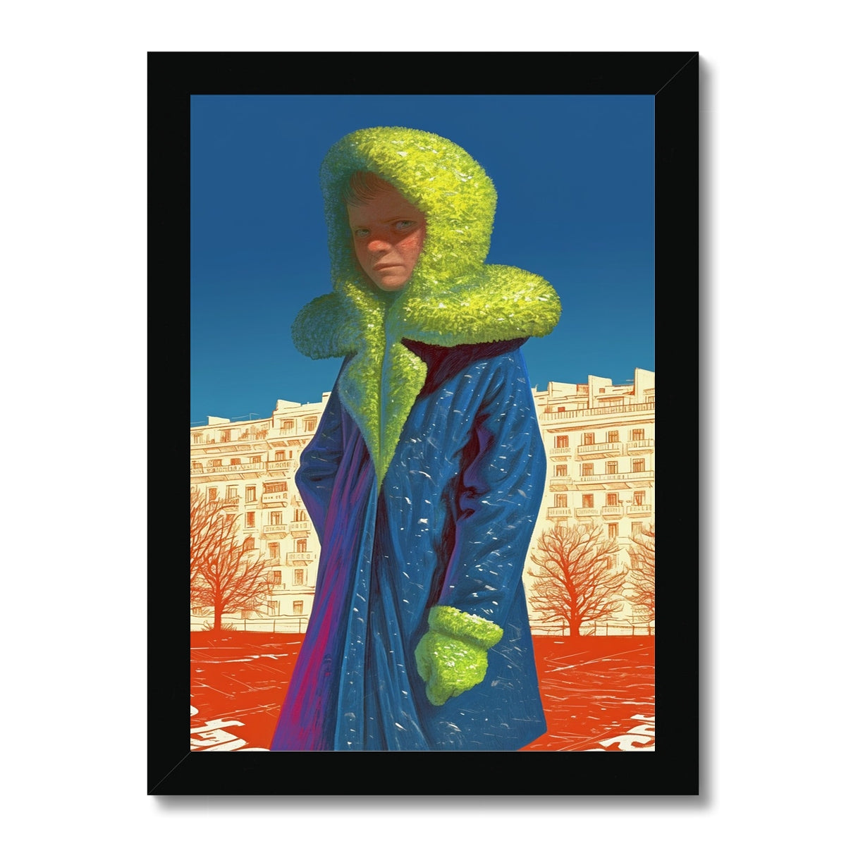 Chartreuse Parka – Surreal Portrait Print – Framed Print by Soulkeeper2099