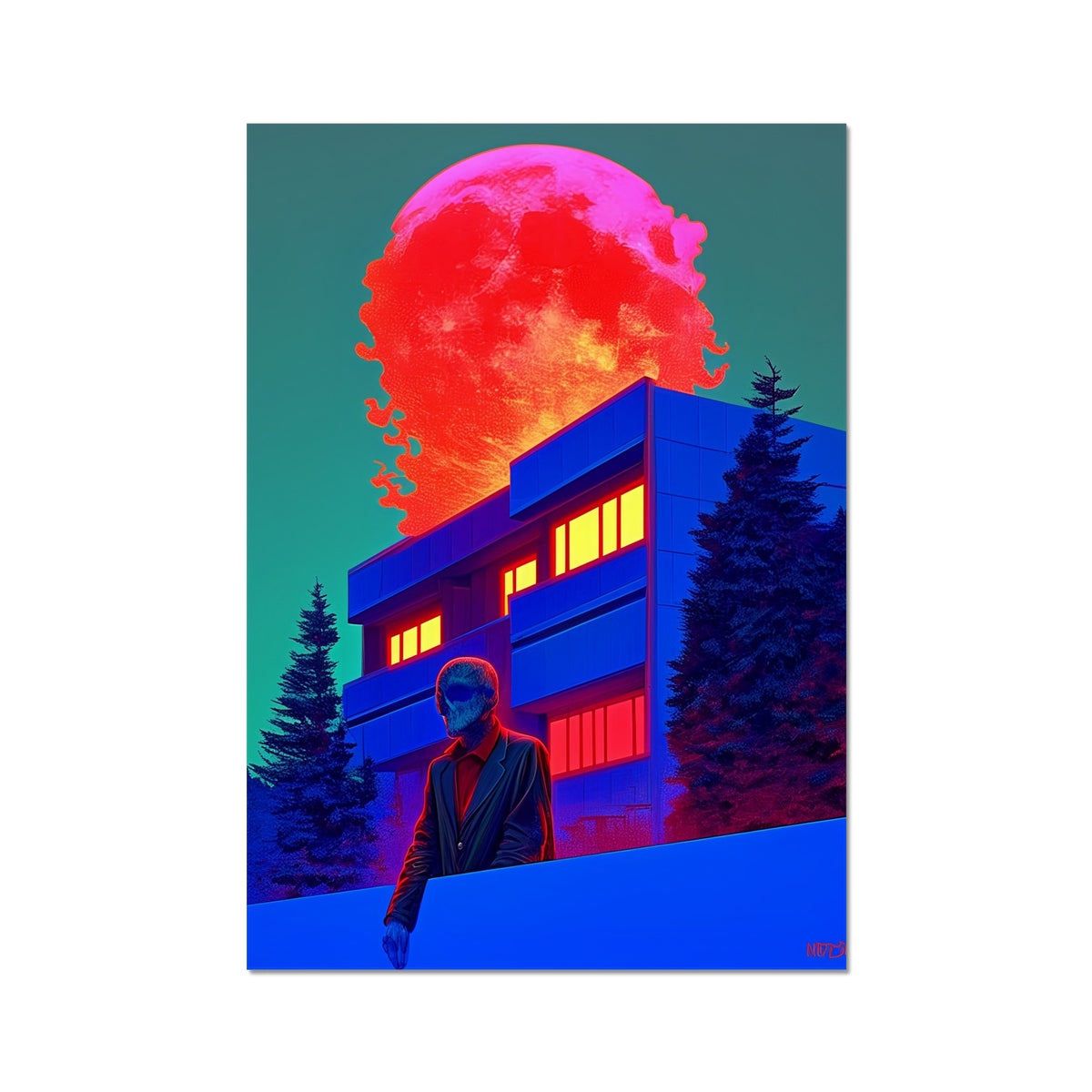 Residents Under the Bleeding Moon – Dark Art – Hahnemühle Photo Rag Print by Soulkeeper2099