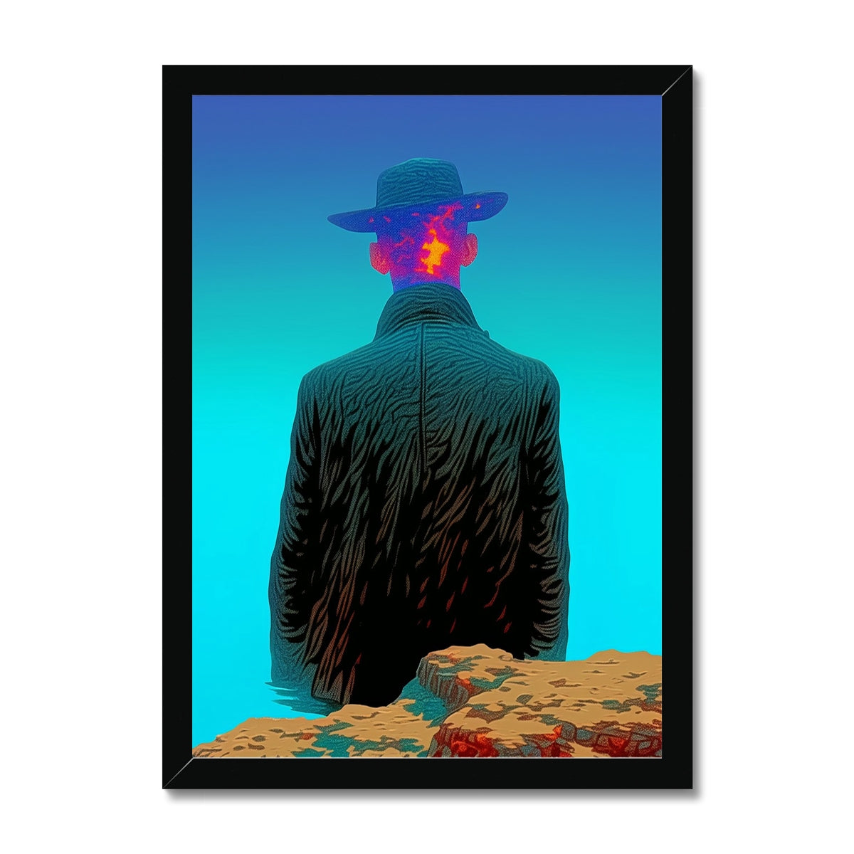 Faultline Drifter – Surreal Portrait Print – Framed Print by Soulkeeper2099