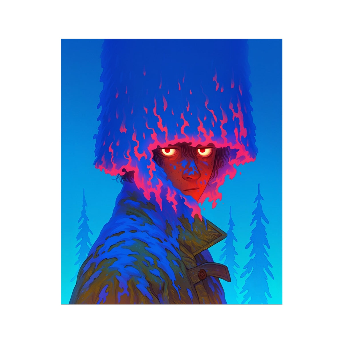 Neon Pyre Hood – 1/1 Original Art – Hahnemühle Photo Rag Print by Soulkeeper2099