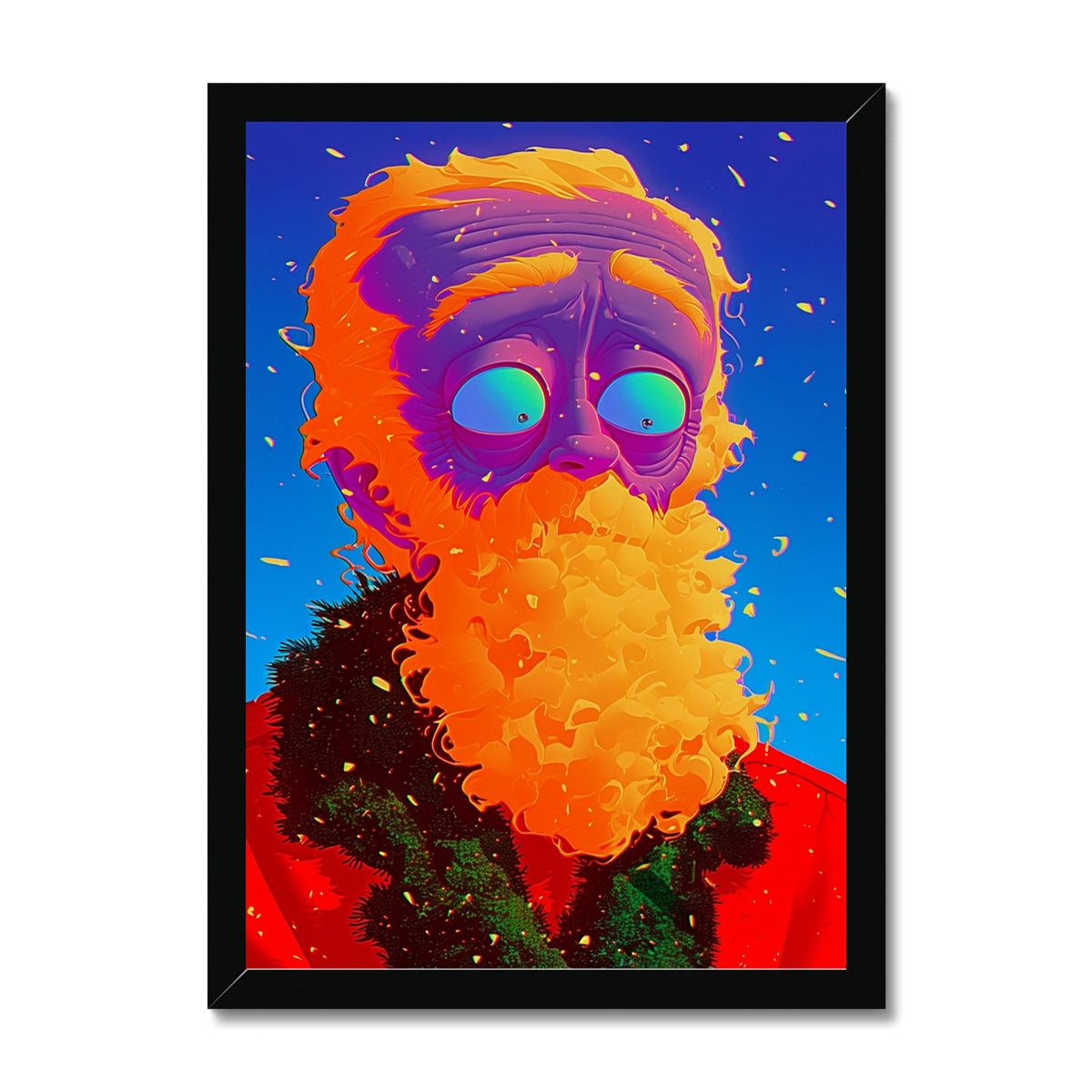 Snowflake Shock Santa – Dark Art Print – Framed Print by Soulkeeper2099