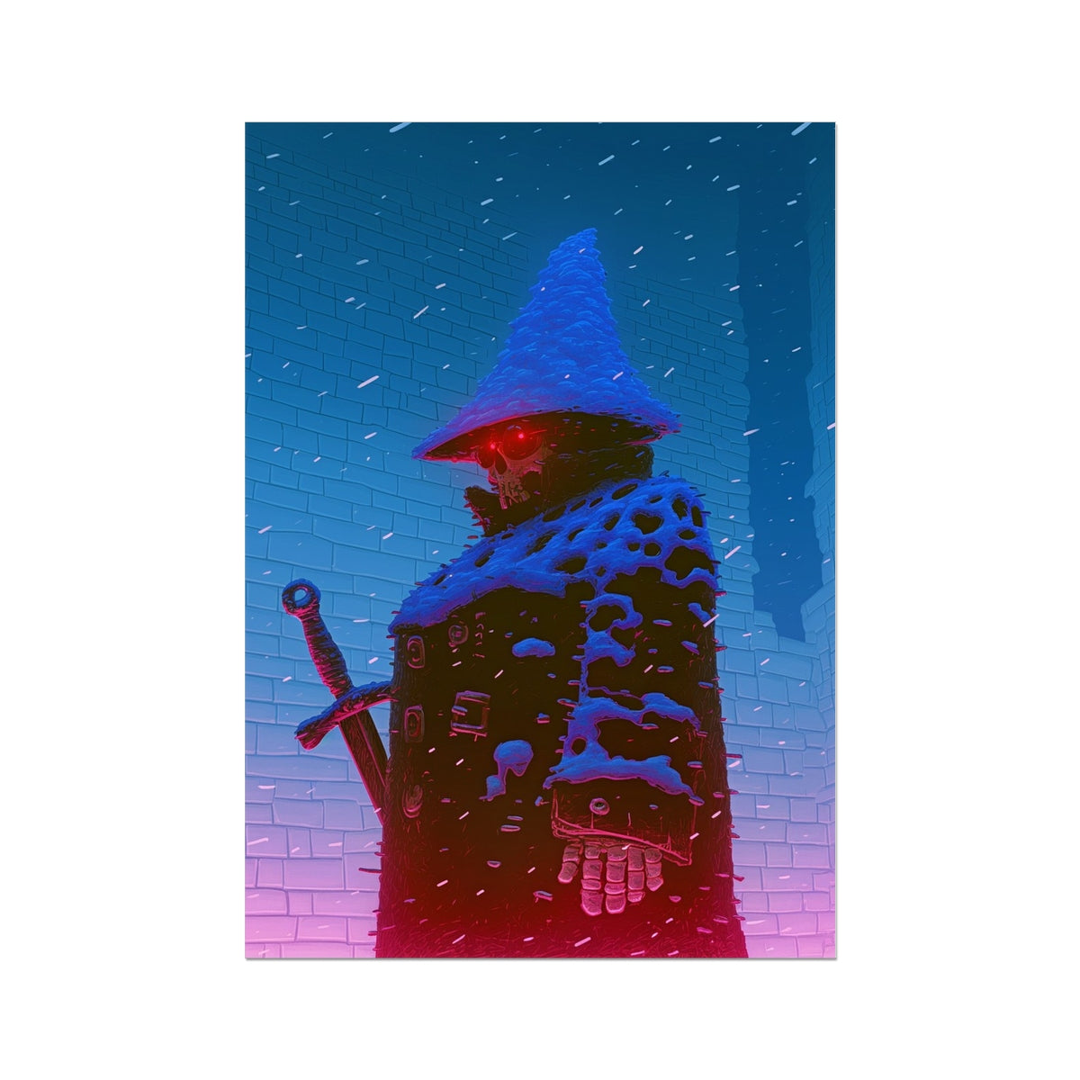 Snowbound Ronin – Neon Cyberpunk Art – Hahnemühle Photo Rag Print by Soulkeeper2099