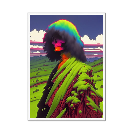 The Rainbow-Skulled Wanderer – Neon Surrealism – Framed Print detail view by Soulkeeper2099