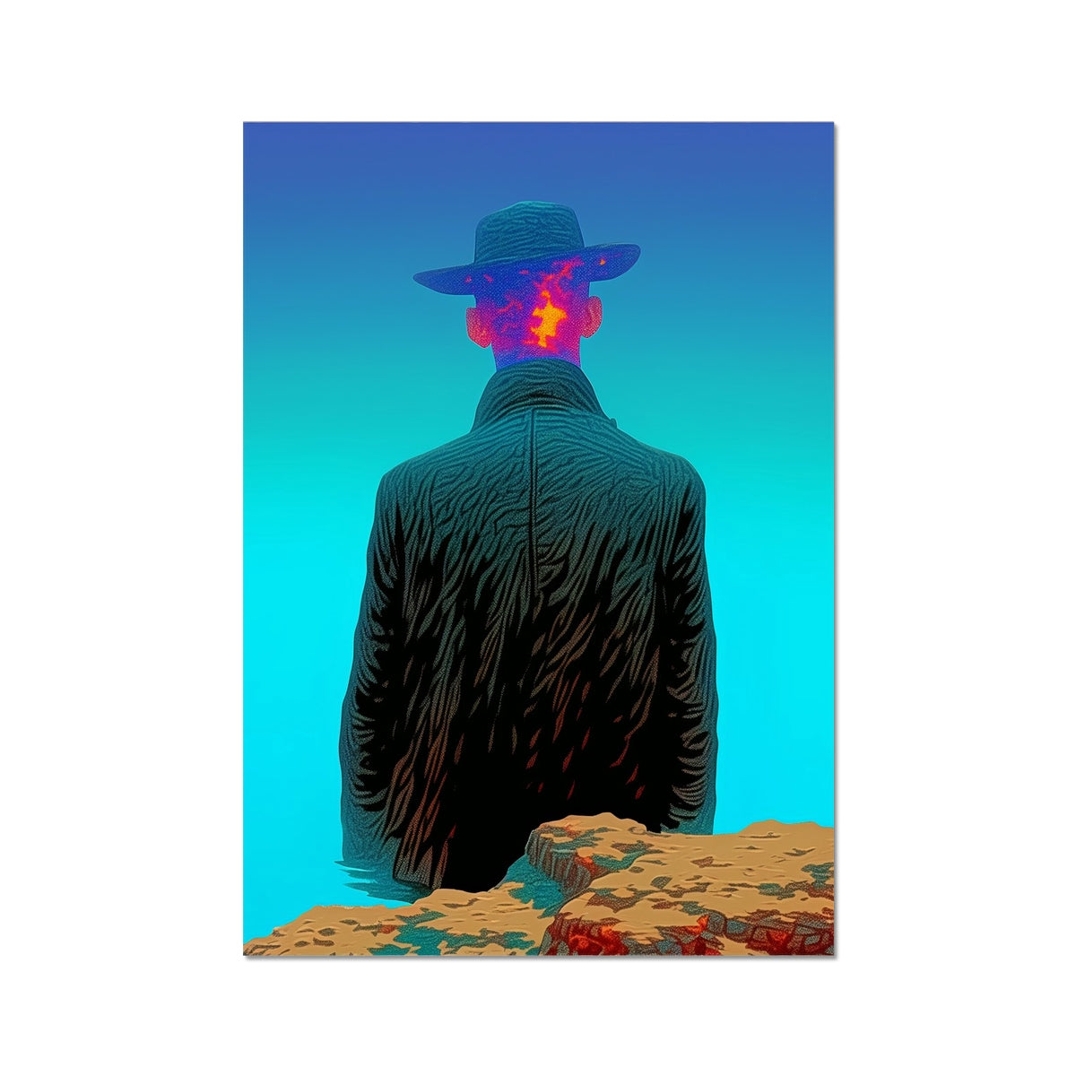 Faultline Drifter – Surreal Portrait Print – Fine Art Print by Soulkeeper2099