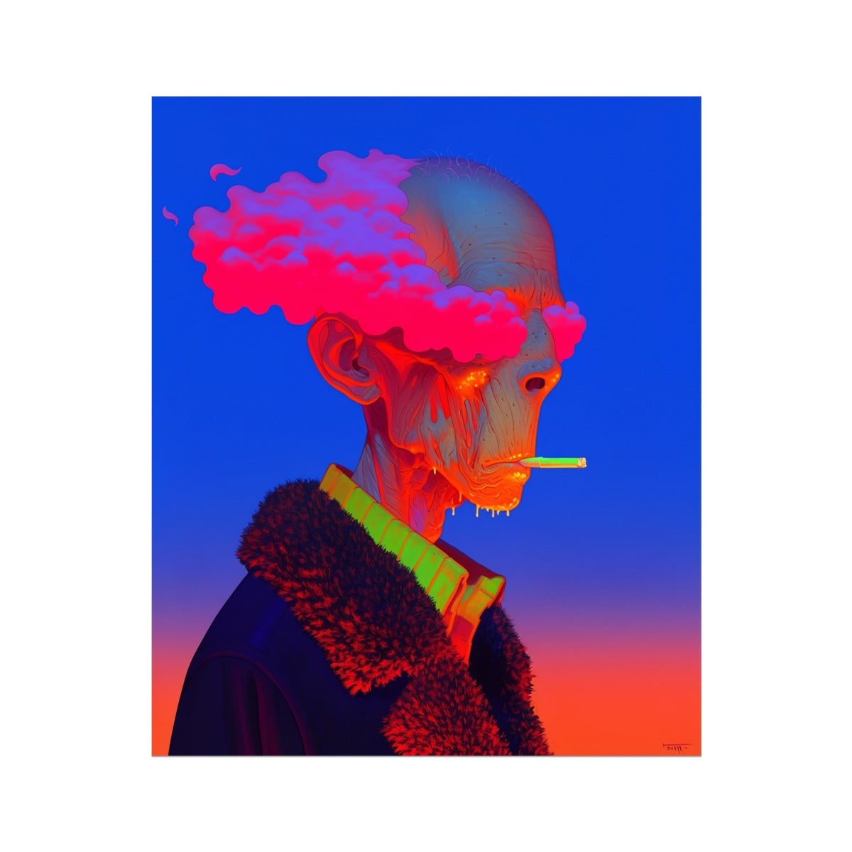 Cigarette of Magenta Silence – 1/1 Original Art – Hahnemühle Photo Rag Print by Soulkeeper2099