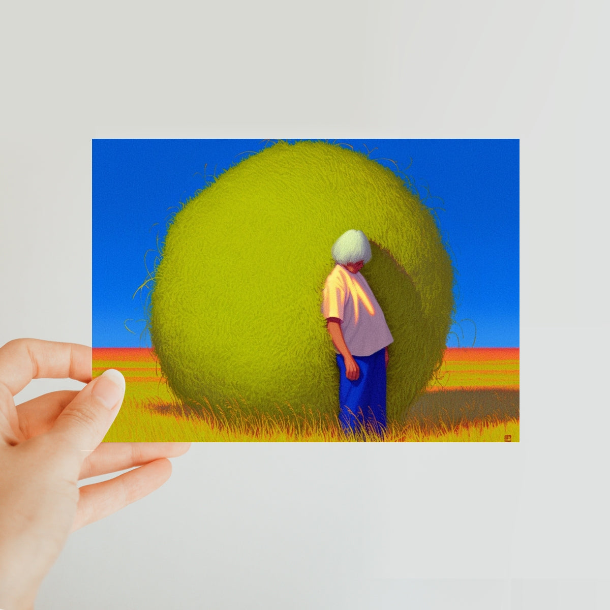 The Boy Inside the Green Sphere Classic Postcard – Neon Surrealism – Art Print by Soulkeeper2099