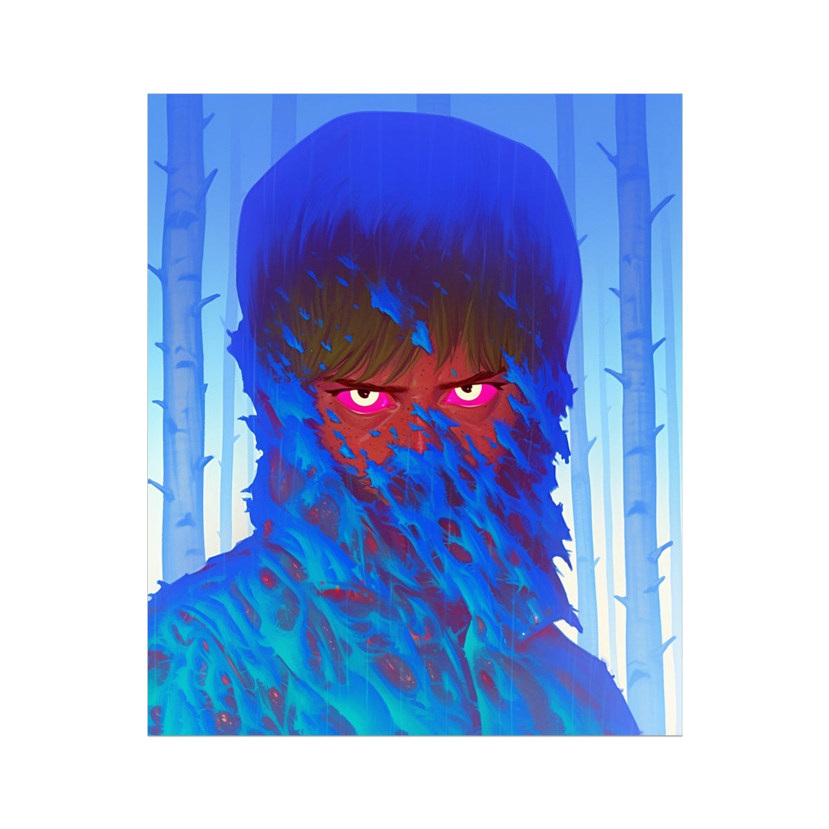 Rain-Blue Erasure – 1/1 Original Art – Hahnemühle Photo Rag Print by Soulkeeper2099