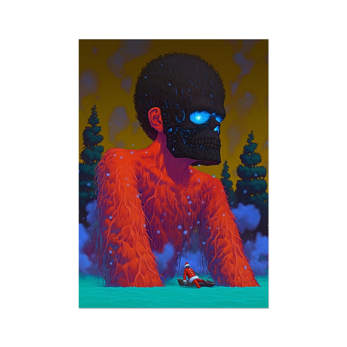Santa and the Crimson Colossus – Dark Art Print – Hahnemühle Photo Rag Print by Soulkeeper2099