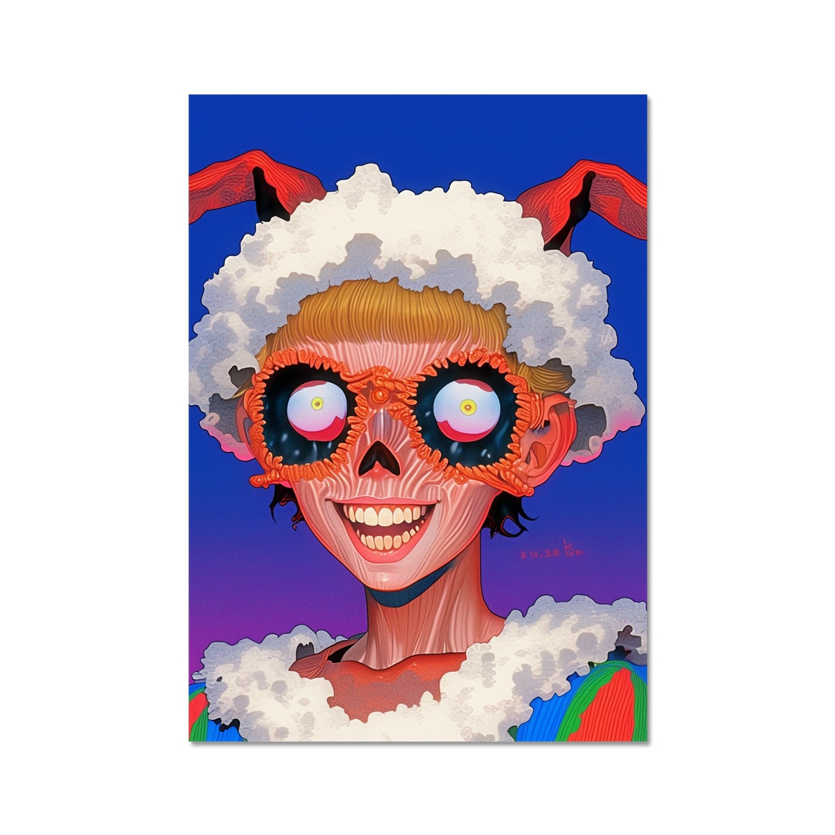 Wool-Mask Reveler – Dark Art Print – Fine Art Print by Soulkeeper2099