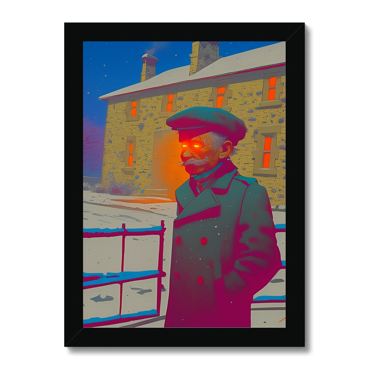 Hearthglow Elder – Surreal Portrait Print – Framed Print by Soulkeeper2099