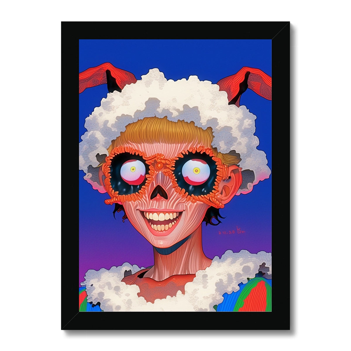 Wool-Mask Reveler – Dark Art Print – Framed Print by Soulkeeper2099