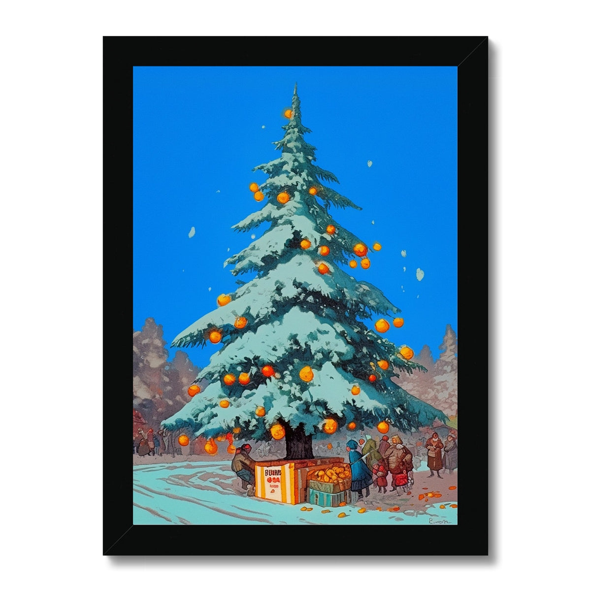 Citrus Market Tree – Dark Art Print – Framed Print by Soulkeeper2099