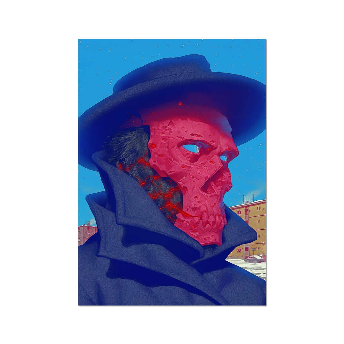 Ash-Mask Drifter – Surreal Portrait Print – Hahnemühle Photo Rag Print by Soulkeeper2099
