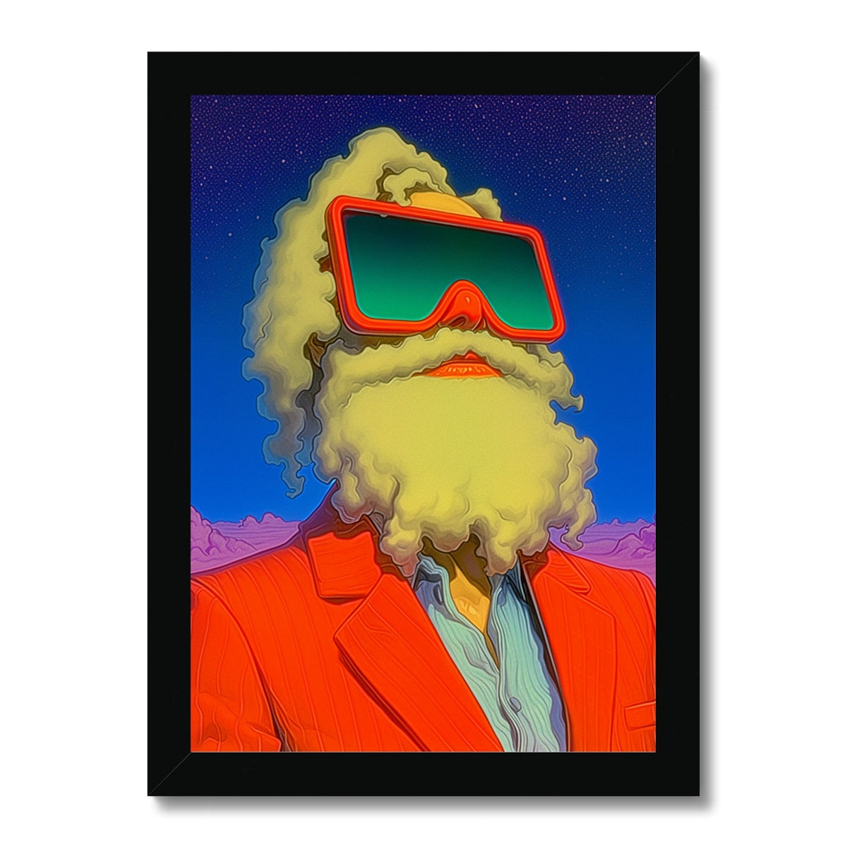 Cloud-Head at Sunset – Dark Art Print – Framed Print by Soulkeeper2099