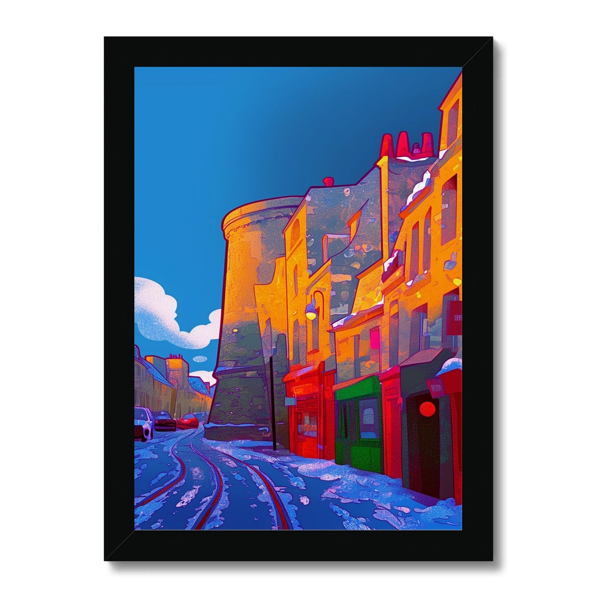 Winter Alley Glow – Dark Art – Framed Print by Soulkeeper2099