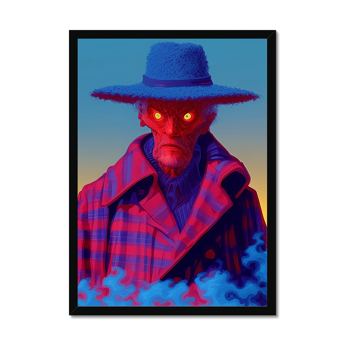 Frostfire Elder – Surreal Portrait Print – Framed Print by Soulkeeper2099