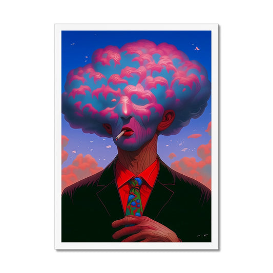 The Cloud-Brained Gentleman – Neon Surrealism – Framed Print detail view by Soulkeeper2099