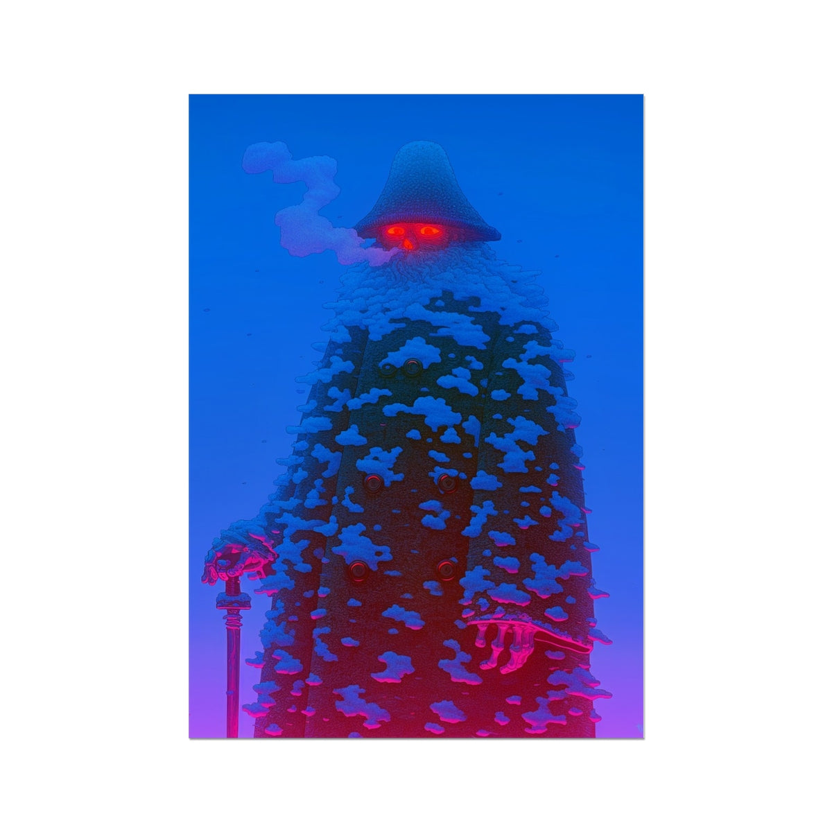 Snowbound Magus – Neon Cyberpunk Art – Hahnemühle Photo Rag Print by Soulkeeper2099
