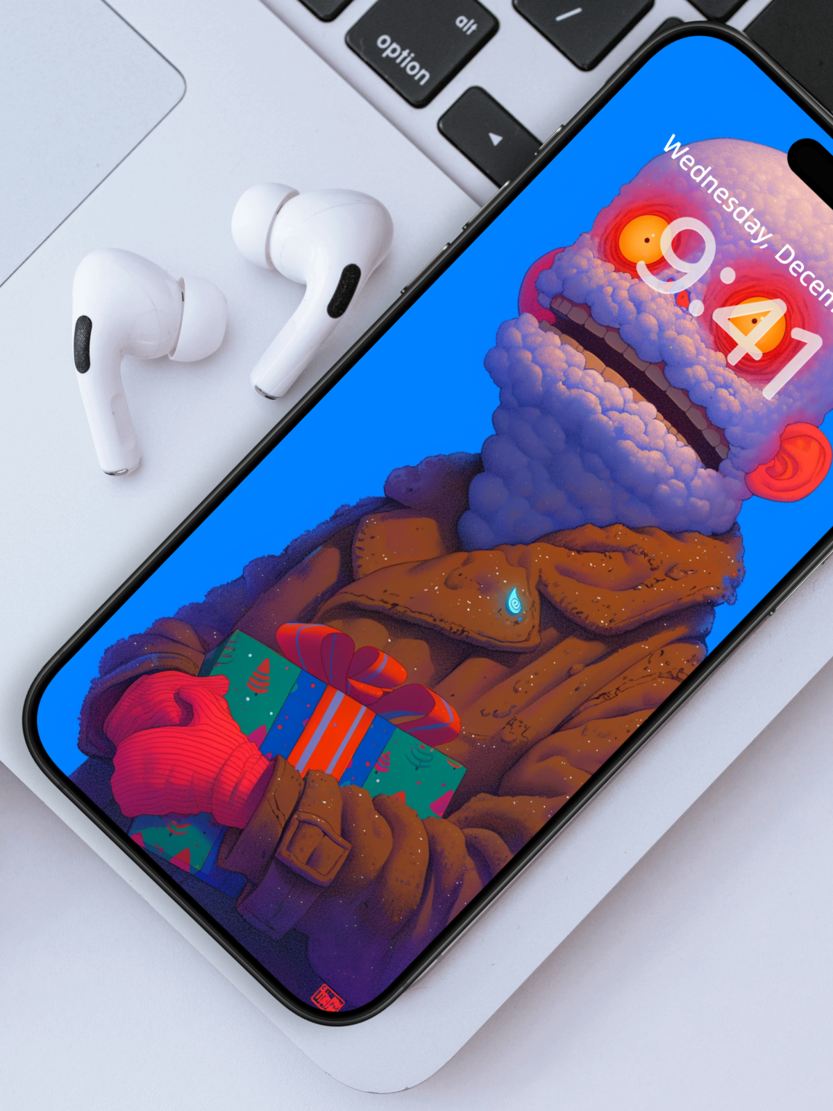 Neon Sun Sentinel wallpaper