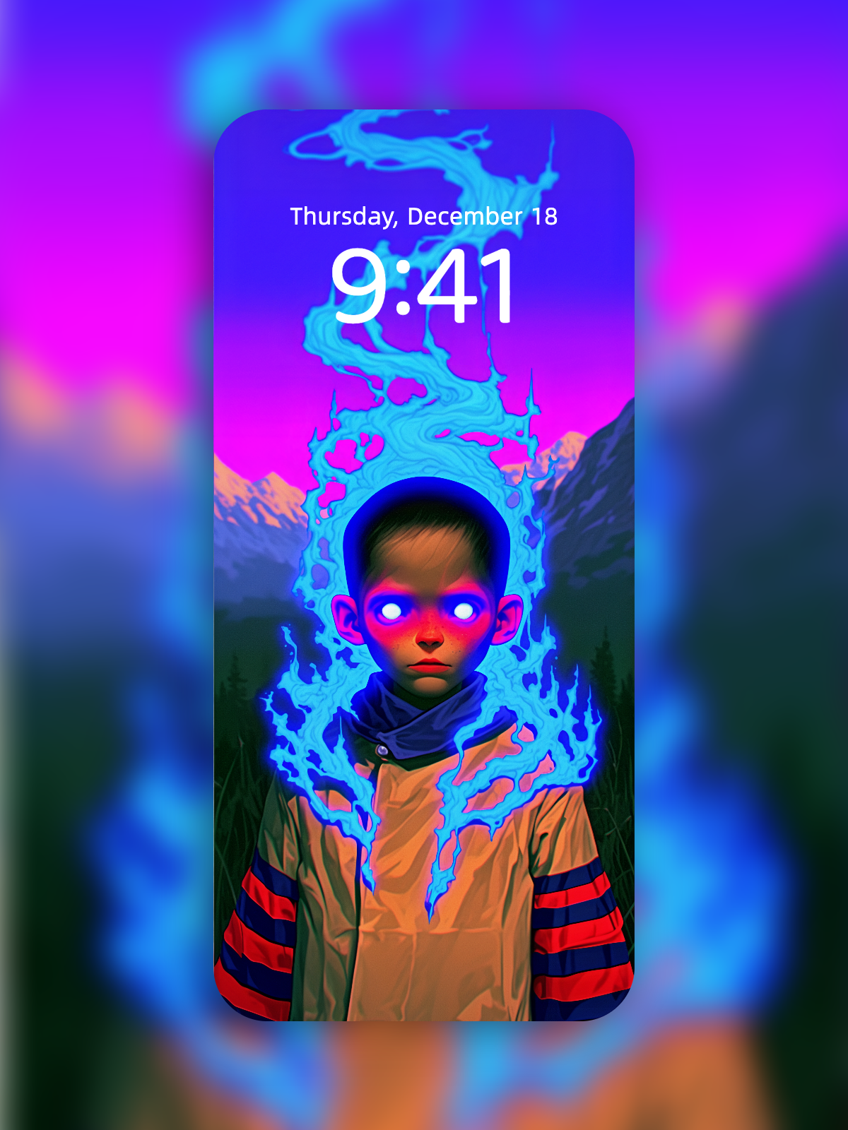 Blue-Flame Gaze – Dark Art Wallpaper – wallpaper by Soulkeeper2099