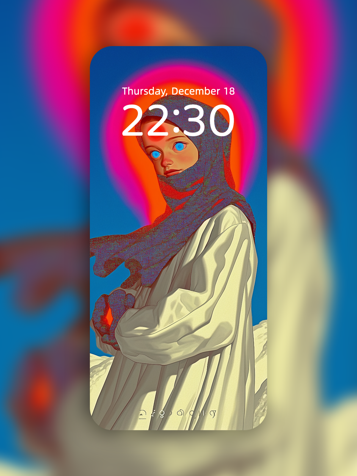 Neon Saint of the Snowfield – Dark Art Wallpaper – wallpaper by Soulkeeper2099