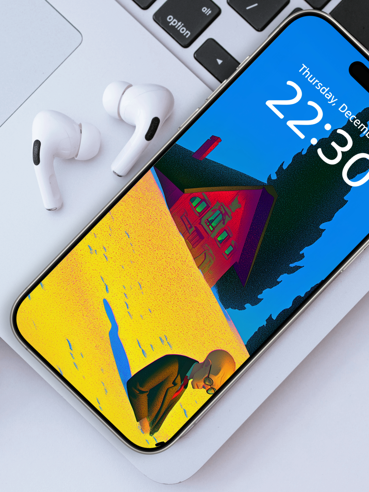 Lone Walker on the Yellow Slope wallpaper