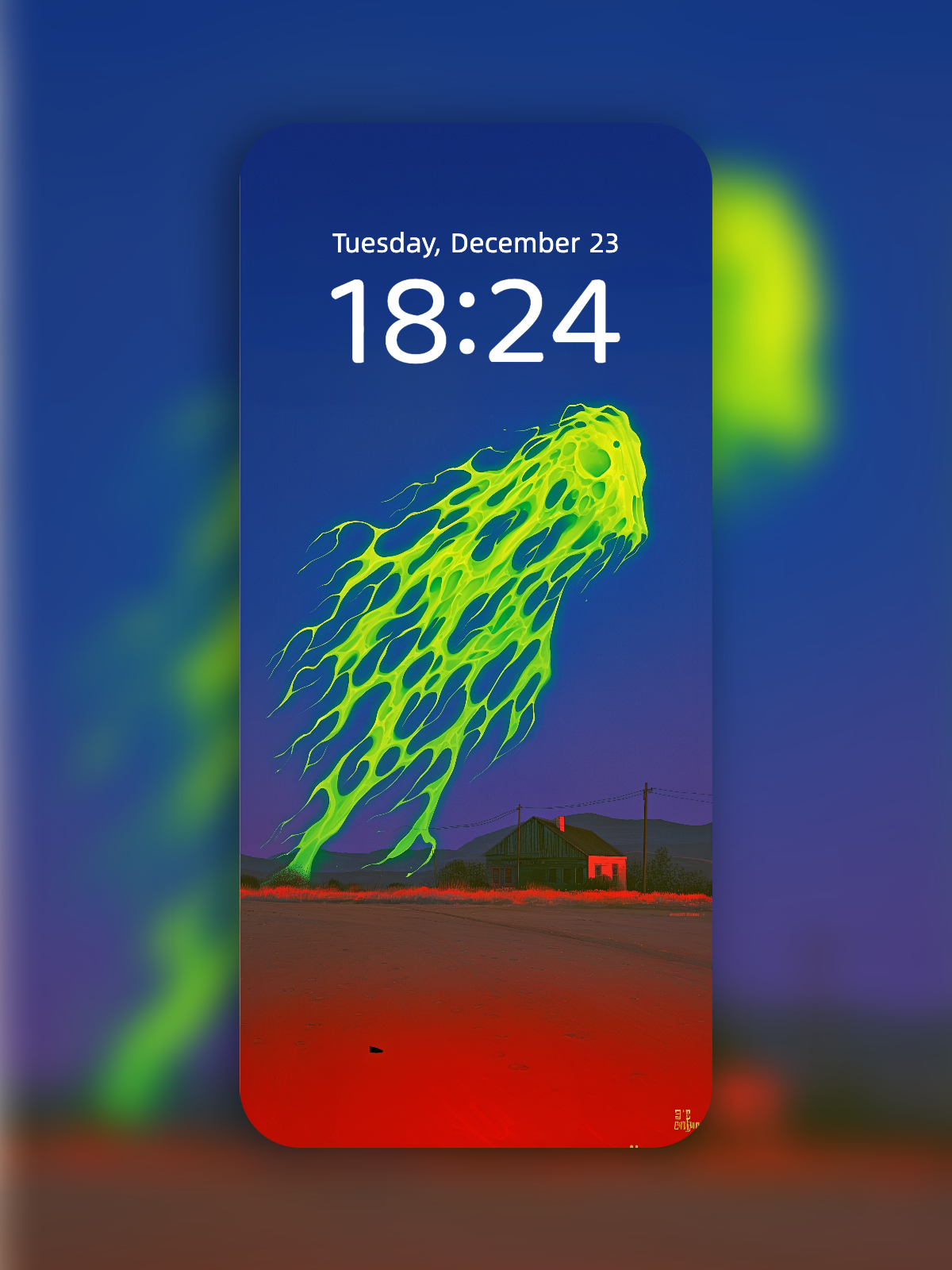 Neon Descent – Dark Art Wallpaper – wallpaper by Soulkeeper2099