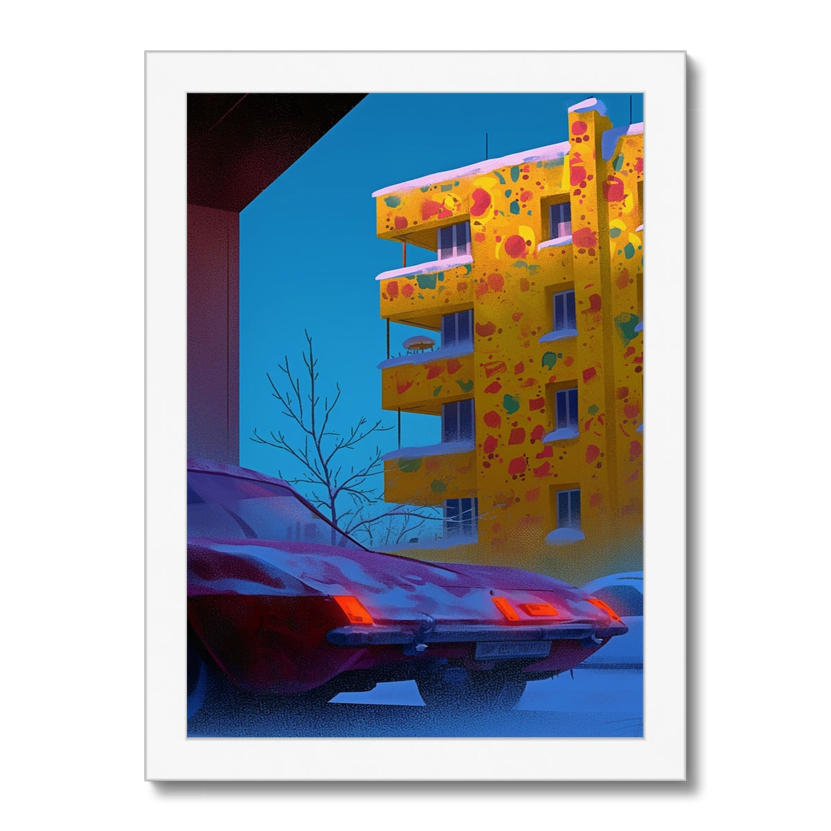 Rücklichter bei den Confetti Apartments — Gerahmter Druck – Dunkle Kunst – Detailansicht by Soulkeeper2099